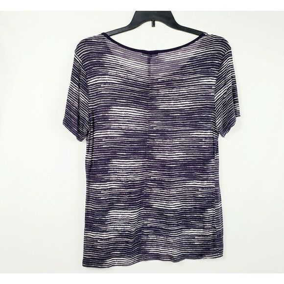 GAP LARGE, Purple Striped Short Sleeve Top T-Shirt - Picture 2 of 4